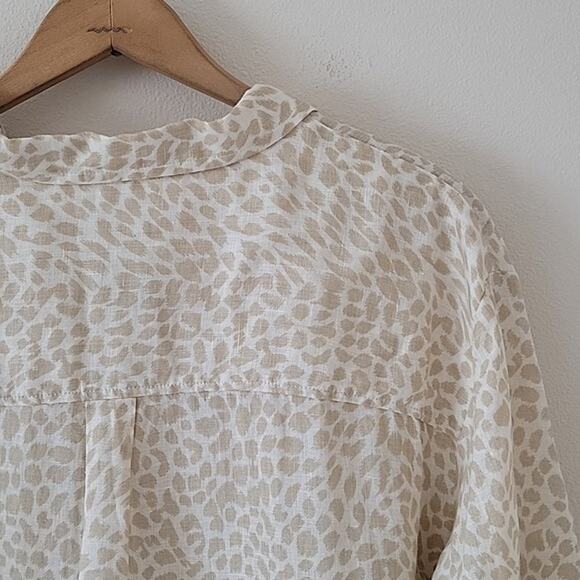 Gap 100% Linen Light Leopard Long Sleeve Boyfriend Shirt Size XXL - Picture 5 of 7